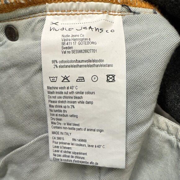 Nudie Jeans Co. Men 32x32 Lean Dean Slim Dark Worn Navy Blue Made in Italy READ - Picture 11 of 11